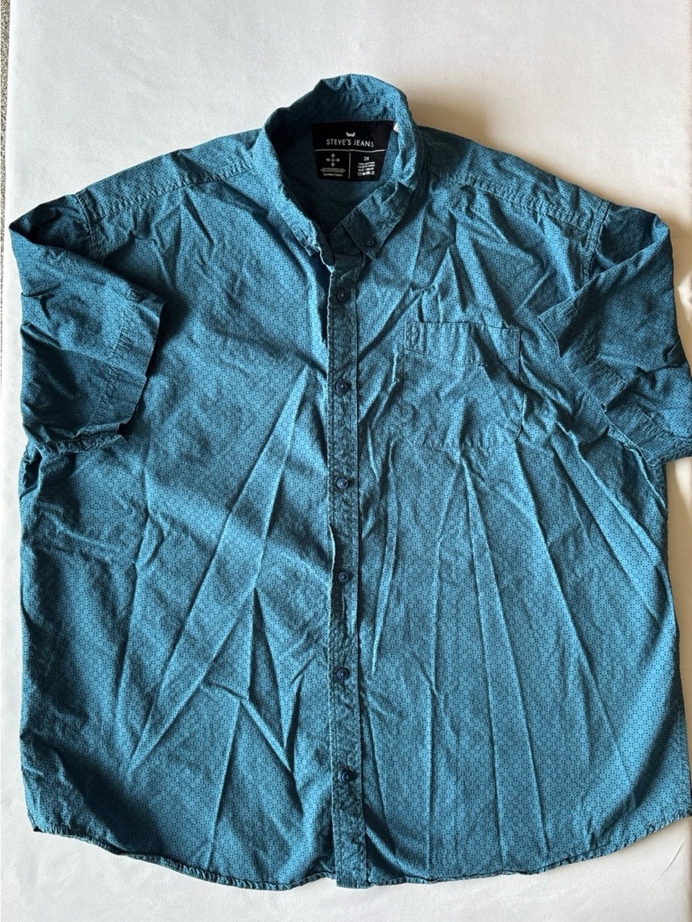 Steve's Jeans Men's Teal Short Sleeve Button-Down Shirt